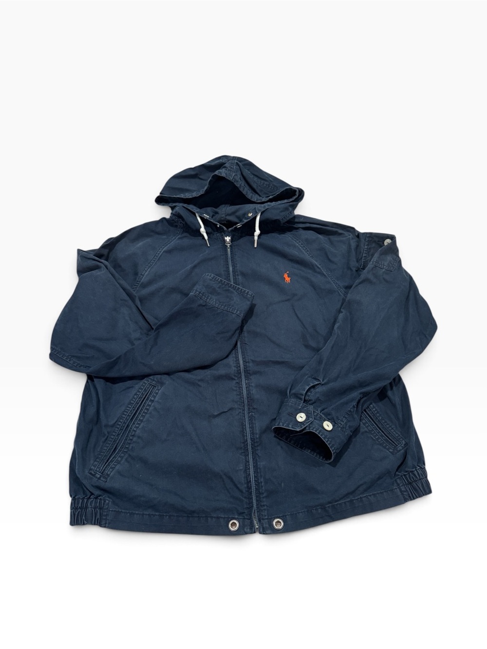 Polo Ralph Lauren Navy Hooded Zip Jacket Cotton Nylon